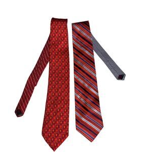 Tommy Hilfiger 100% Silk Tie Bundle Set of 2 Vtg 90s USA Made Red Mens Necktie